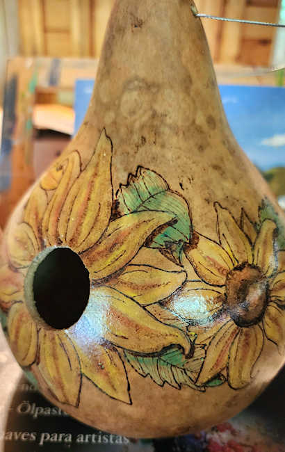 Woodburning a Gourd Birdhouse with instructor Jan Carney - The Art Center in Blue Ridge, GA