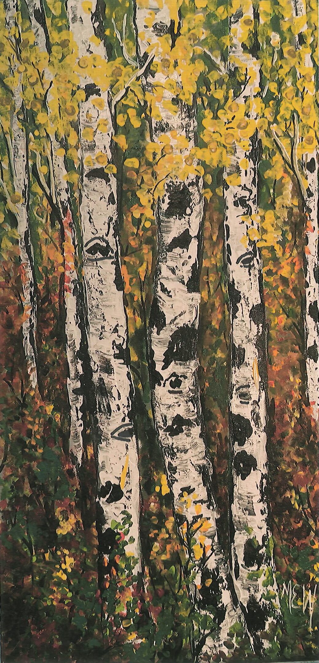 Golden Aspens Acrylic Painting Class with instructor Maria Weed at The Art Center in Blue Ridge, GA