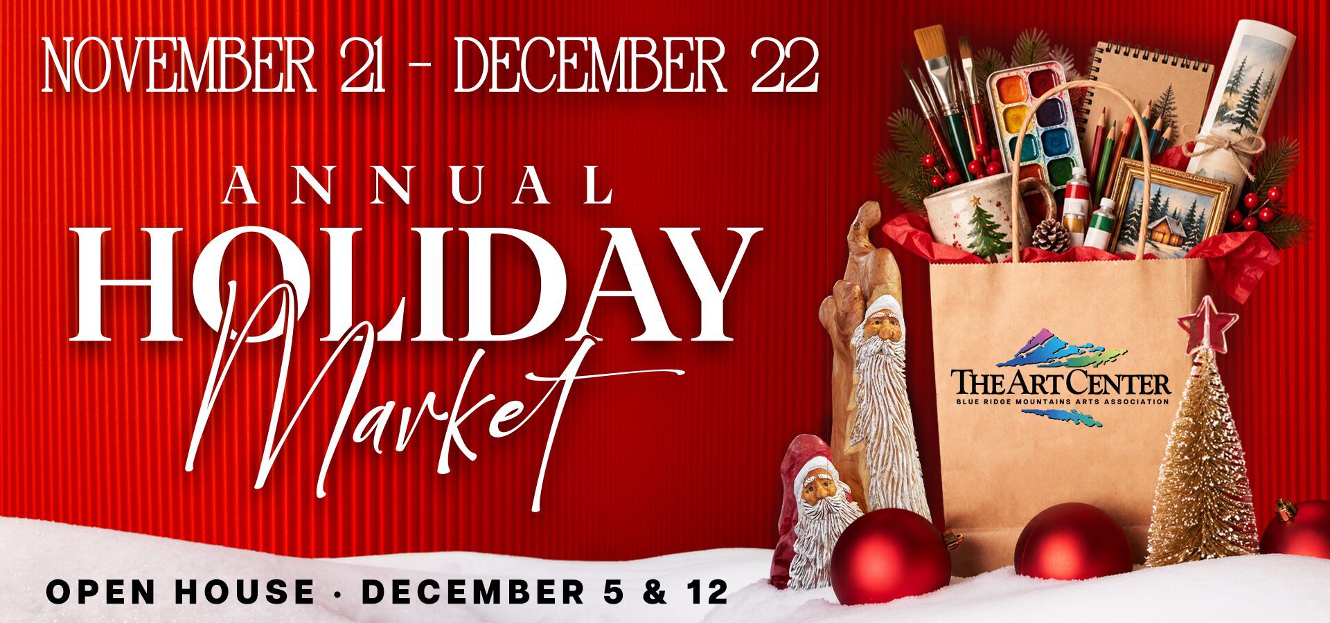 Holiday Market 2026 at the Art Center in Blue Ridge, GA. The Perfect place to shop for your holiday gifts!